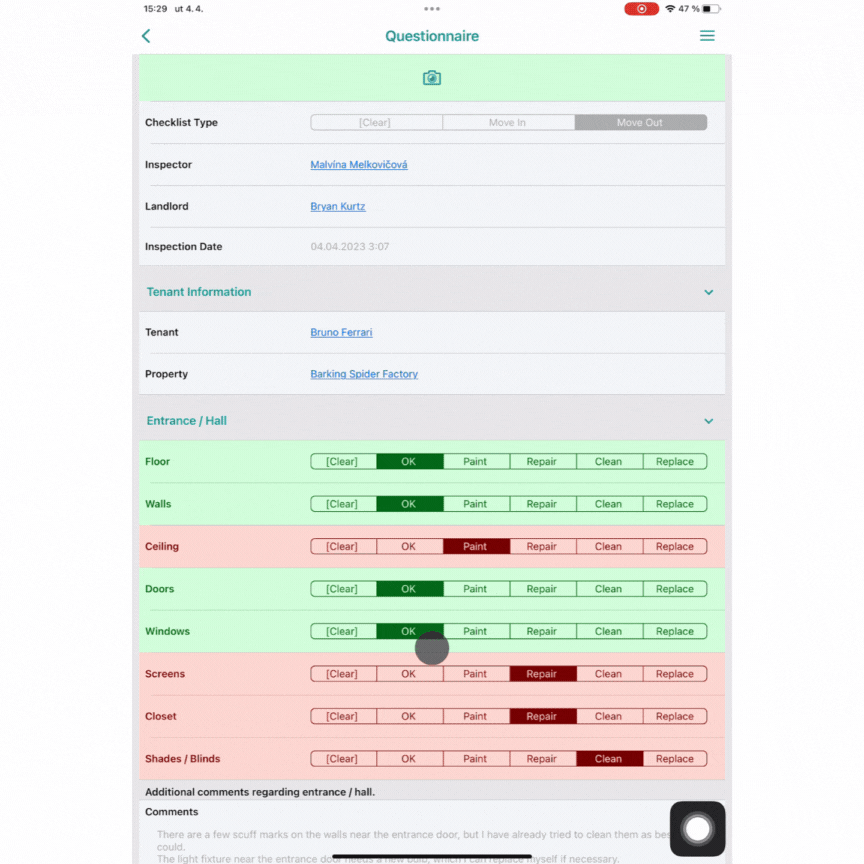 Sending a summary from resco.Inspections mobile app