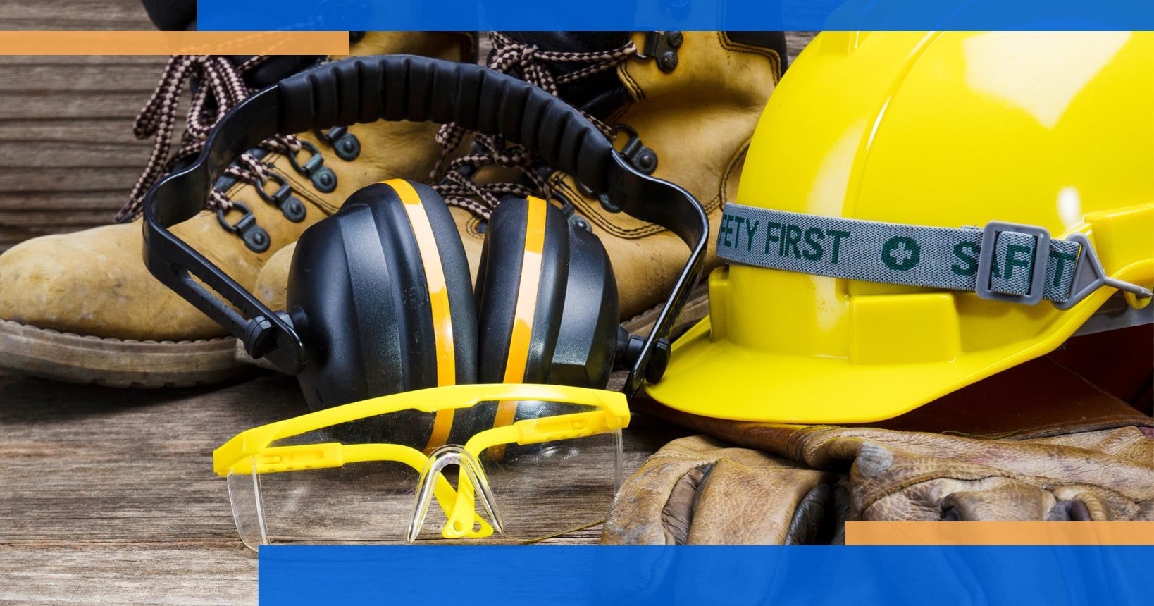 yellow hardhat ear muffs shoes