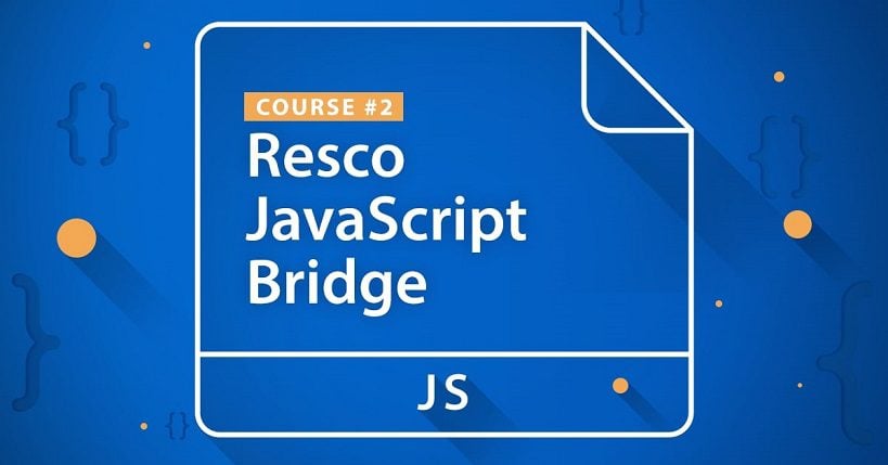 A white graphic of folded paper sheet on blue background wiht Resco JavaScript Bridge text