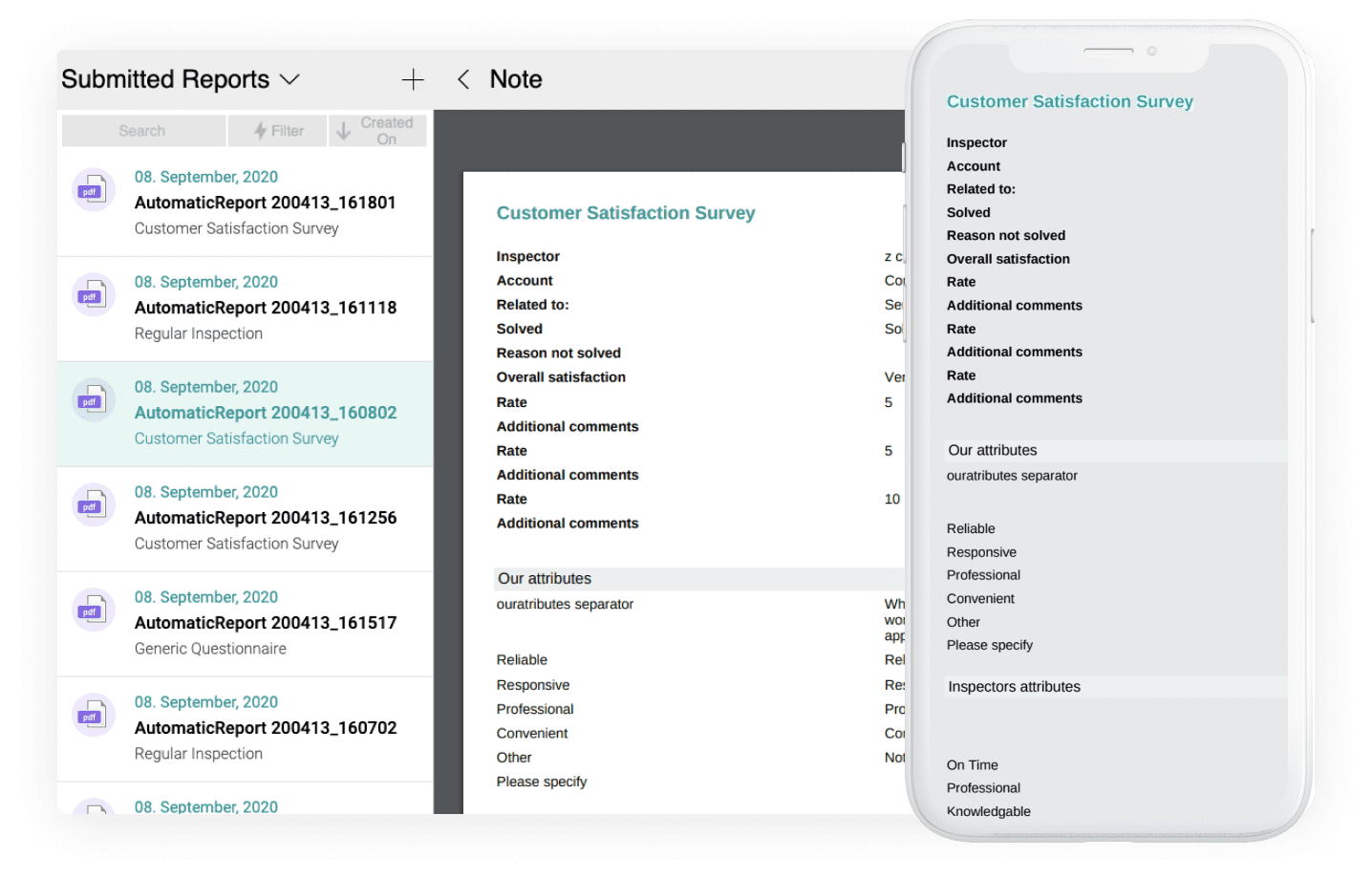 Fully customizable
mobile inspection app with smart forms
